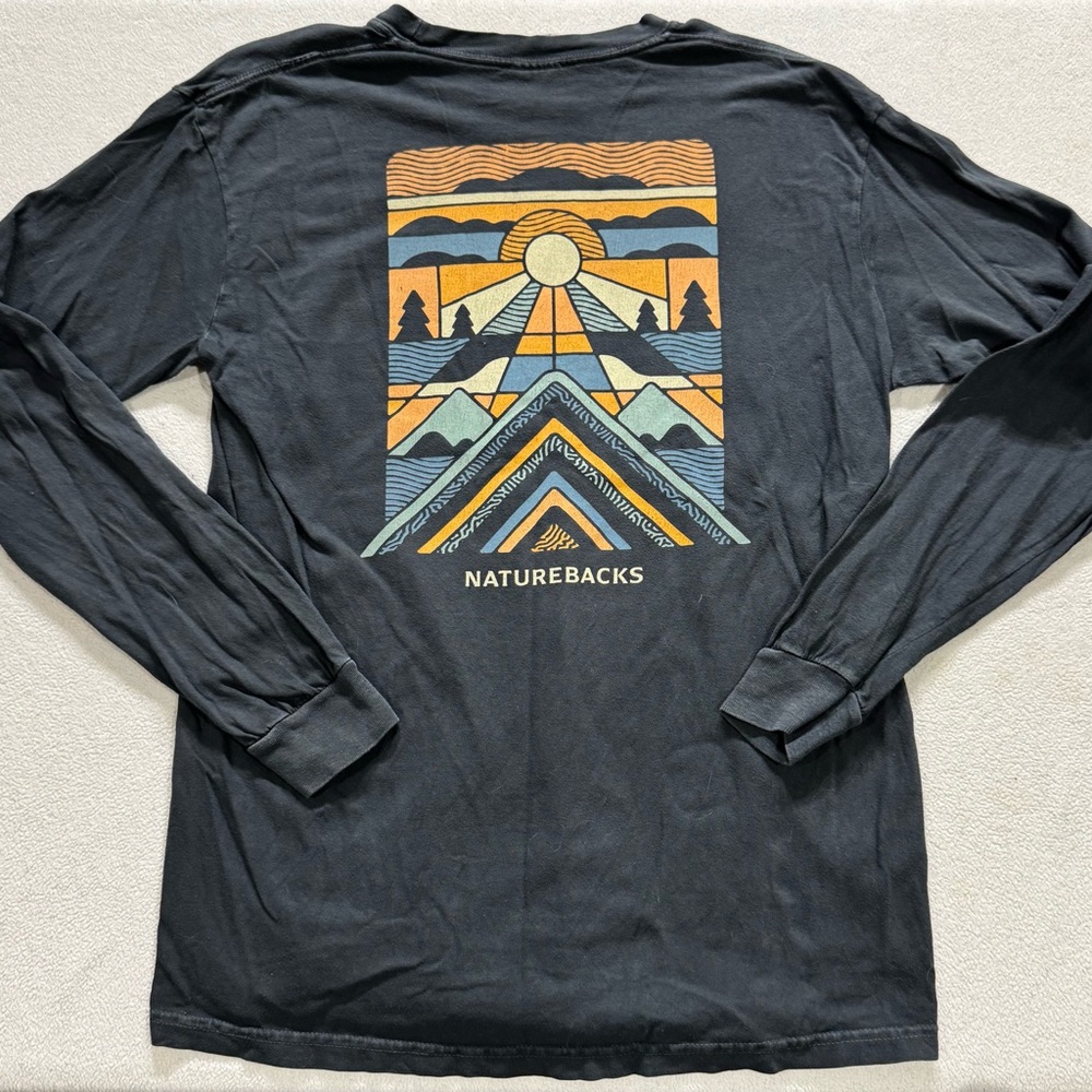 Nature Backs Black Long Sleeve Tee with Graphic